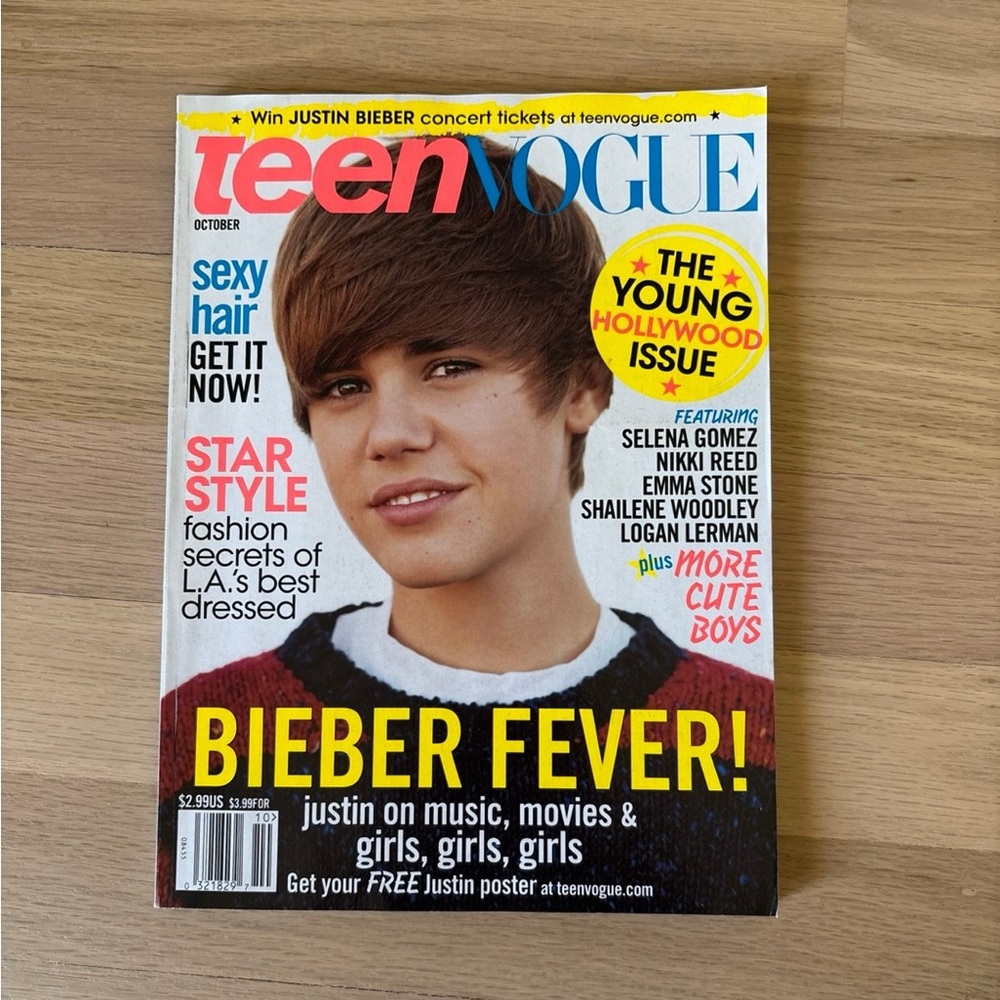 Justin Bieber Teen Vogue October 2010 Issue Magazine